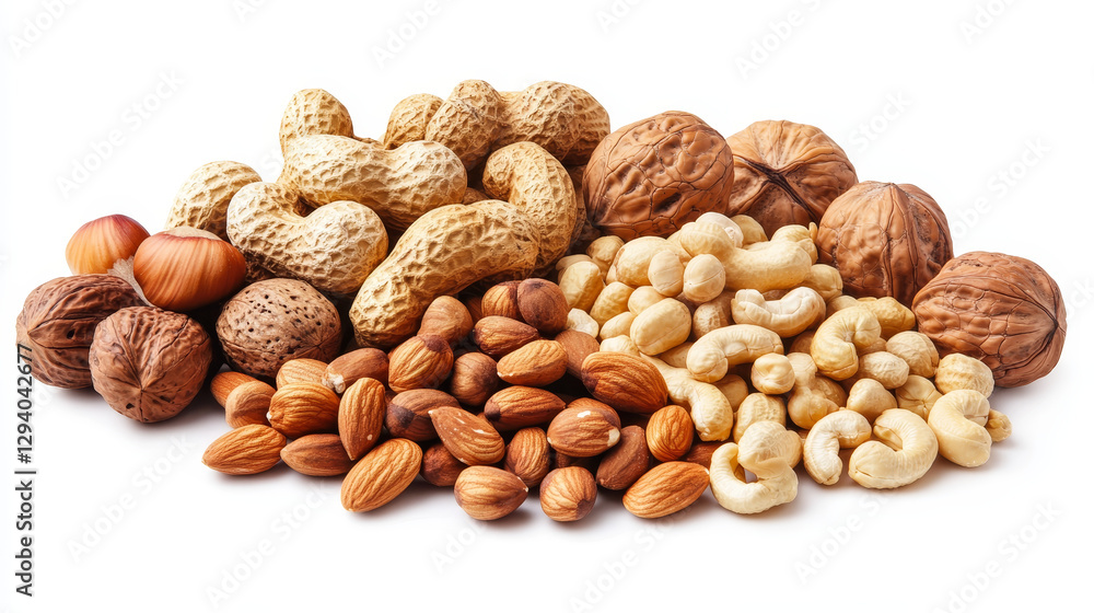 Nuts vector nutshell of hazelnut almond and walnut nutrition illustration set cashew peanut and chestnut with nutmeg isolated on white background Nuts vector nutshell of hazelnut almond and walnut nutrition illustration set cashew peanut and chestnut with nutmeg isolated on white background