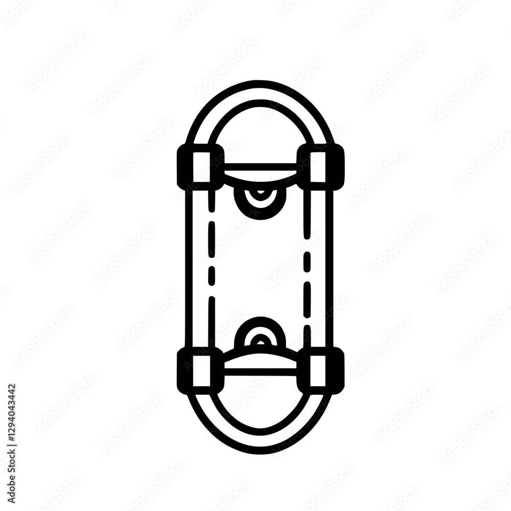 Minimal skateboard deck with detailed wheel attachments Minimal skateboard deck with detailed wheel attachments