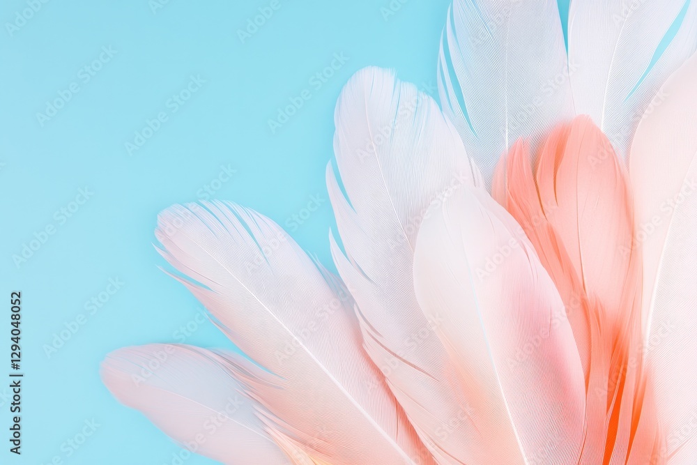 delicate arrangement of abstract multicolored feathers creating soft ethereal composition with ample copy space delicate arrangement of abstract multicolored feathers creating soft ethereal composition with ample copy space