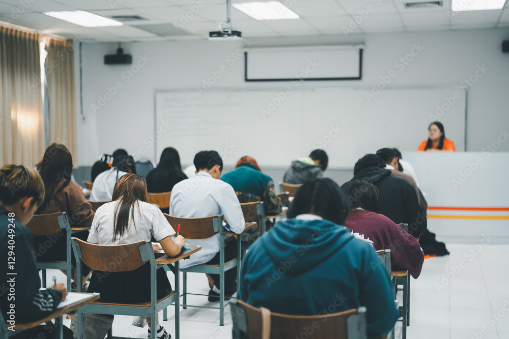 Fototapeta premium University Students Taking an Exam in a Classroom