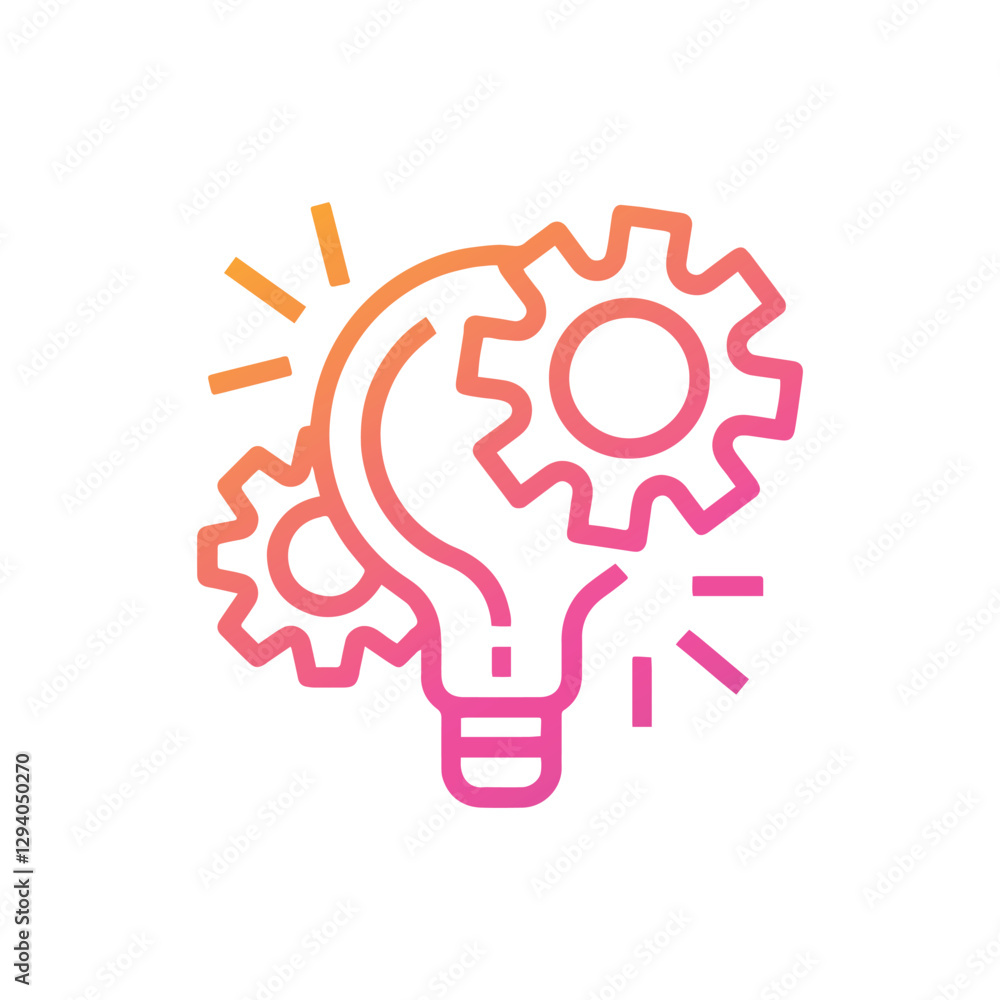 Abstract Project management icon, creative light bulb with gears Abstract Project management icon, creative light bulb with gears