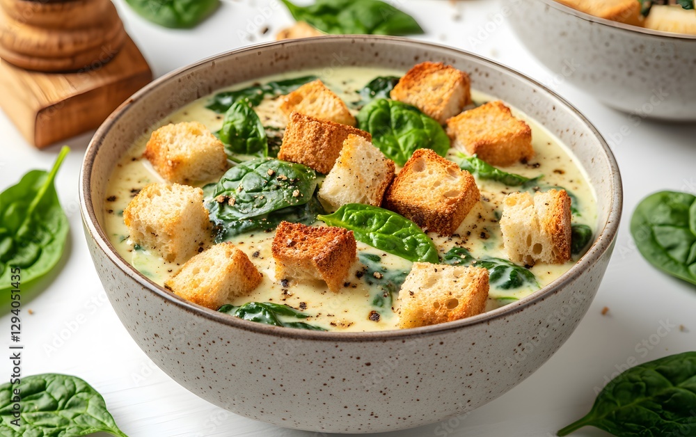 Creamy Spinach Soup with Croutons, Delicious and Easy Recipe Creamy Spinach Soup with Croutons, Delicious and Easy Recipe