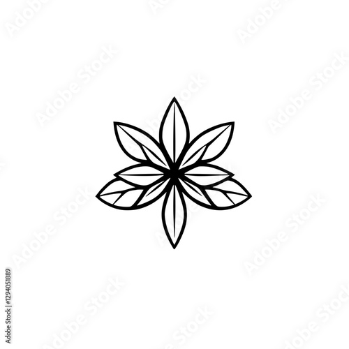 Star anise illustration in a minimalist style, showcasing simplicity and symmetry in a clean white backdrop.