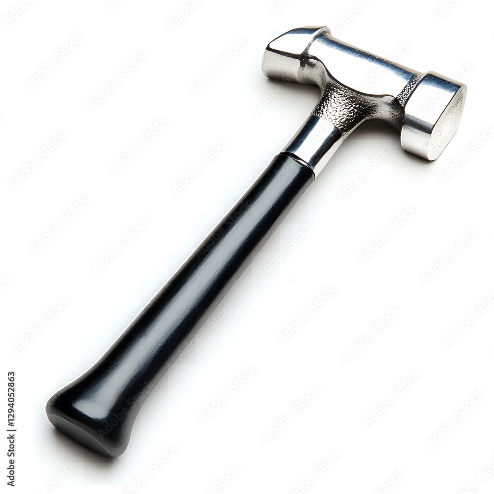 Sturdy Metal Hammer with Black Handle Isolated on White Background Professional Tool for Craftsmen Sturdy Metal Hammer with Black Handle Isolated on White Background Professional Tool for Craftsmen