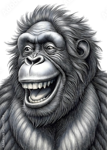 Wallpaper Mural Cheerful Gorilla Grinning Playful Expression Animated Realistic Art Torontodigital.ca