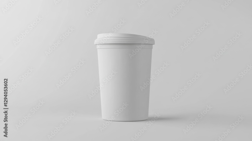 Minimalist plastic waste bin with a simple curved design, isolated on white Minimalist plastic waste bin with a simple curved design, isolated on white