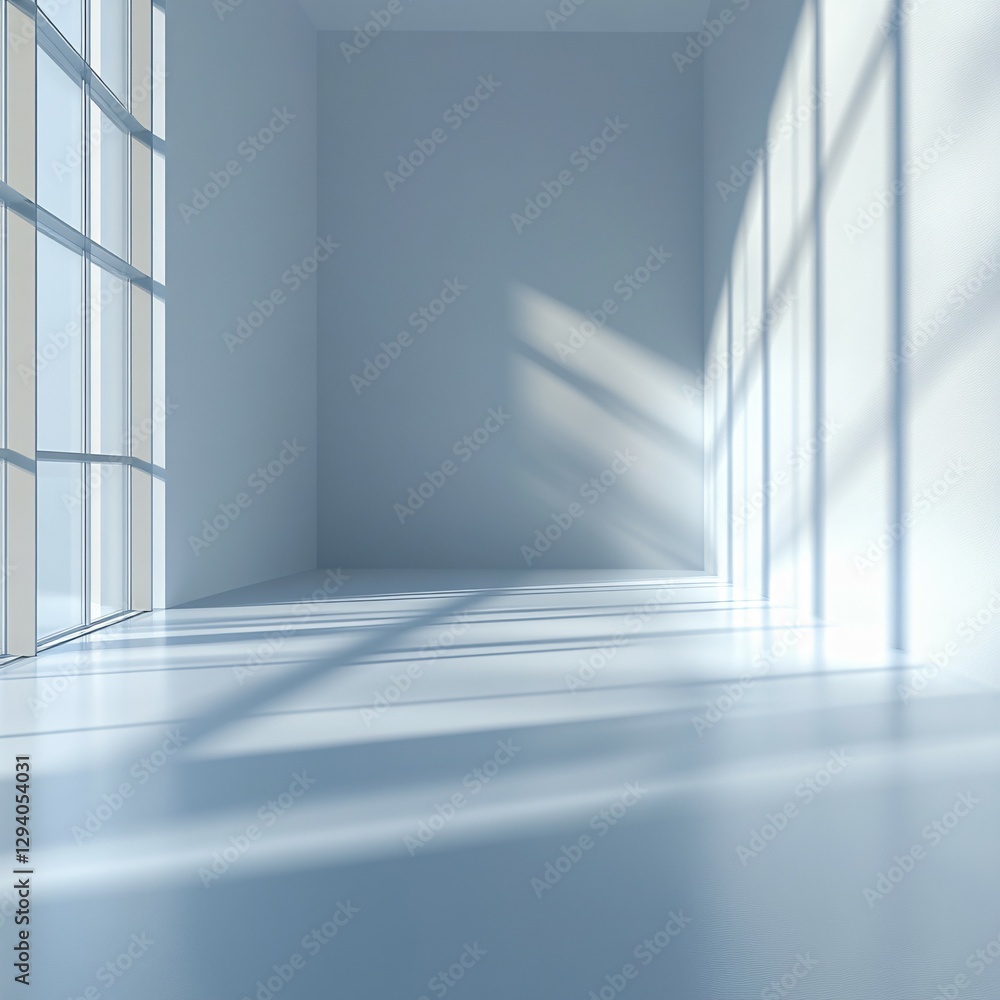 Obraz premium Empty room with sunlight streaming through the windows