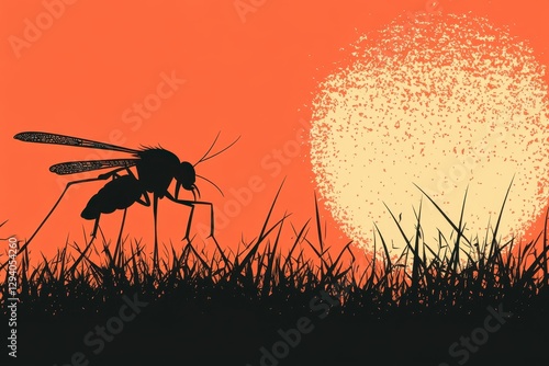 Wallpaper Mural Silhouette of Mosquito Against Vibrant Sunset Sky with Grass Torontodigital.ca