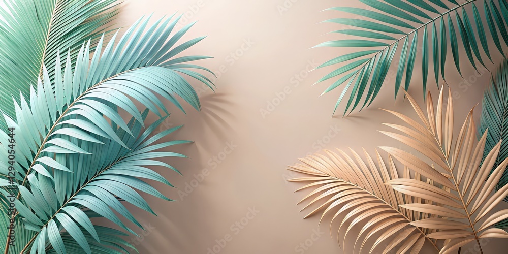 Tropical Palm Leaves on Neutral Background for Stylish Design Projects Tropical Palm Leaves on Neutral Background for Stylish Design Projects