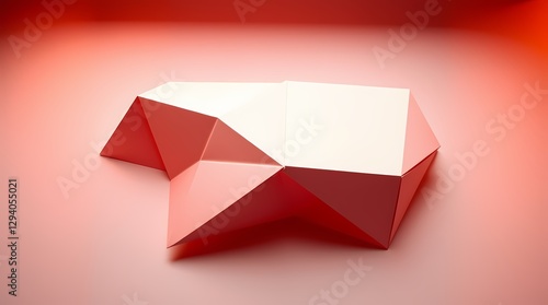 Abstract Geometry in Red and White Origami Shapes for Modern Minimalism and Digital Art Design