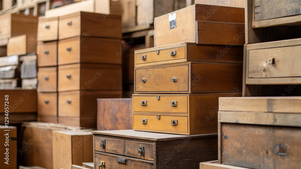 Box package wooden empty drawers and packed boxes or packaging crates with wood crated containers for delivery or shipping set illustration seamless pattern background Box package wooden empty drawers and packed boxes or packaging crates with wood crated containers for delivery or shipping set illustration seamless pattern background