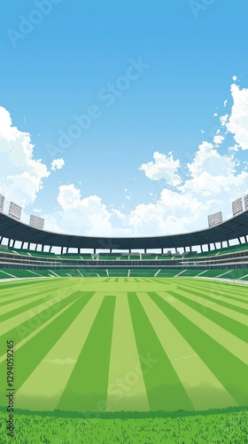 Empty stadium under a sunny sky.  Possible use sports background