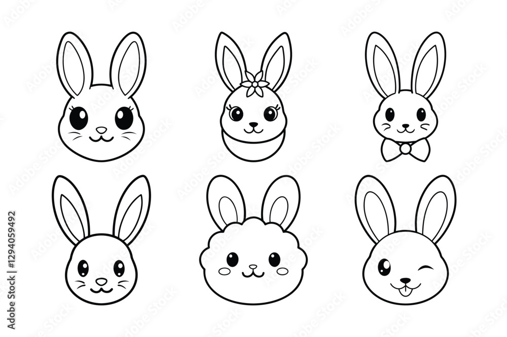 vector set of easter rabbits vector set of easter rabbits