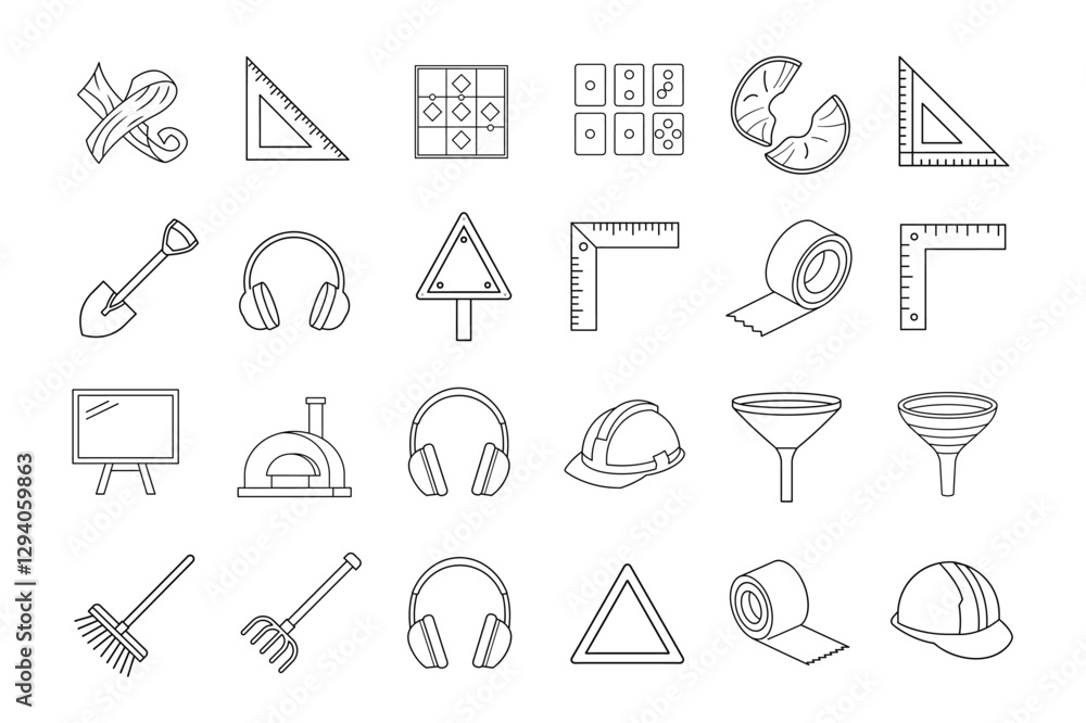 workshop icon line art set on white background workshop icon line art set on white background