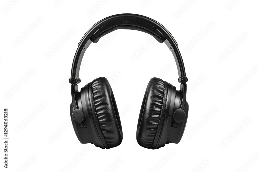 Over-Ear Noise-Canceling Headset with Adjustable Headband: Isolated on Transparent Background Over-Ear Noise-Canceling Headset with Adjustable Headband: Isolated on Transparent Background