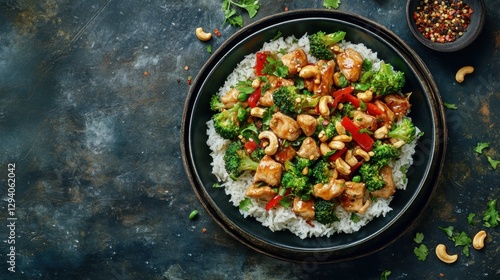 Wallpaper Mural Cashew Chicken Stir Fry with Red Pepper and Broccoli served with Rice Torontodigital.ca