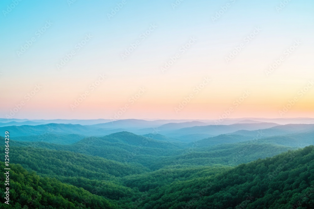 serene untouched landscape presenting soft light of dawn over tranquil forested valley serene untouched landscape presenting soft light of dawn over tranquil forested valley