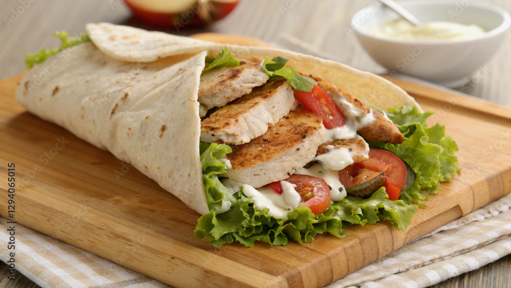 Delicious Chicken Wrap with Fresh Vegetables Delicious Chicken Wrap with Fresh Vegetables