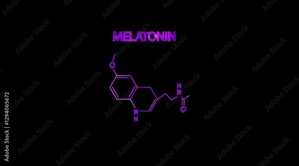 Melatonin Molecular Structure Symbol animation on black background and neon glowing effect Melatonin Molecular Structure Symbol animation on black background and neon glowing effect