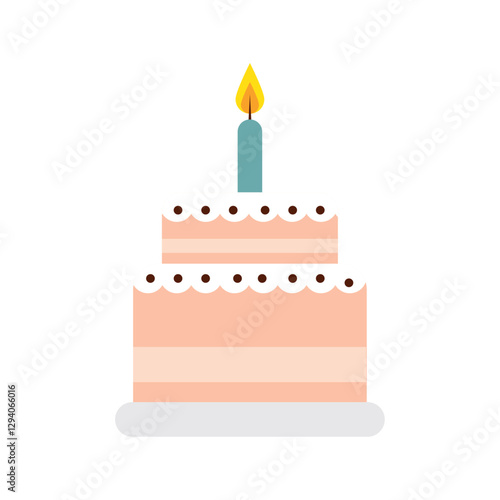 Vector image of a birthday cake icon with a white background