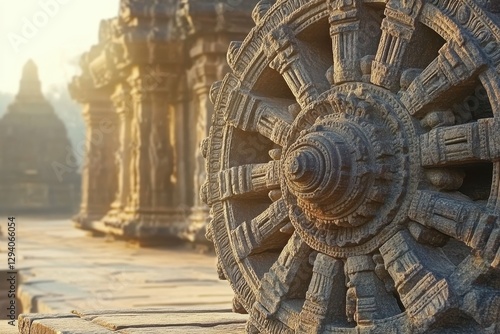Chariot Wheel Carving: Ancient Stone Architecture at Konark Sun Temple, Odisha, India
