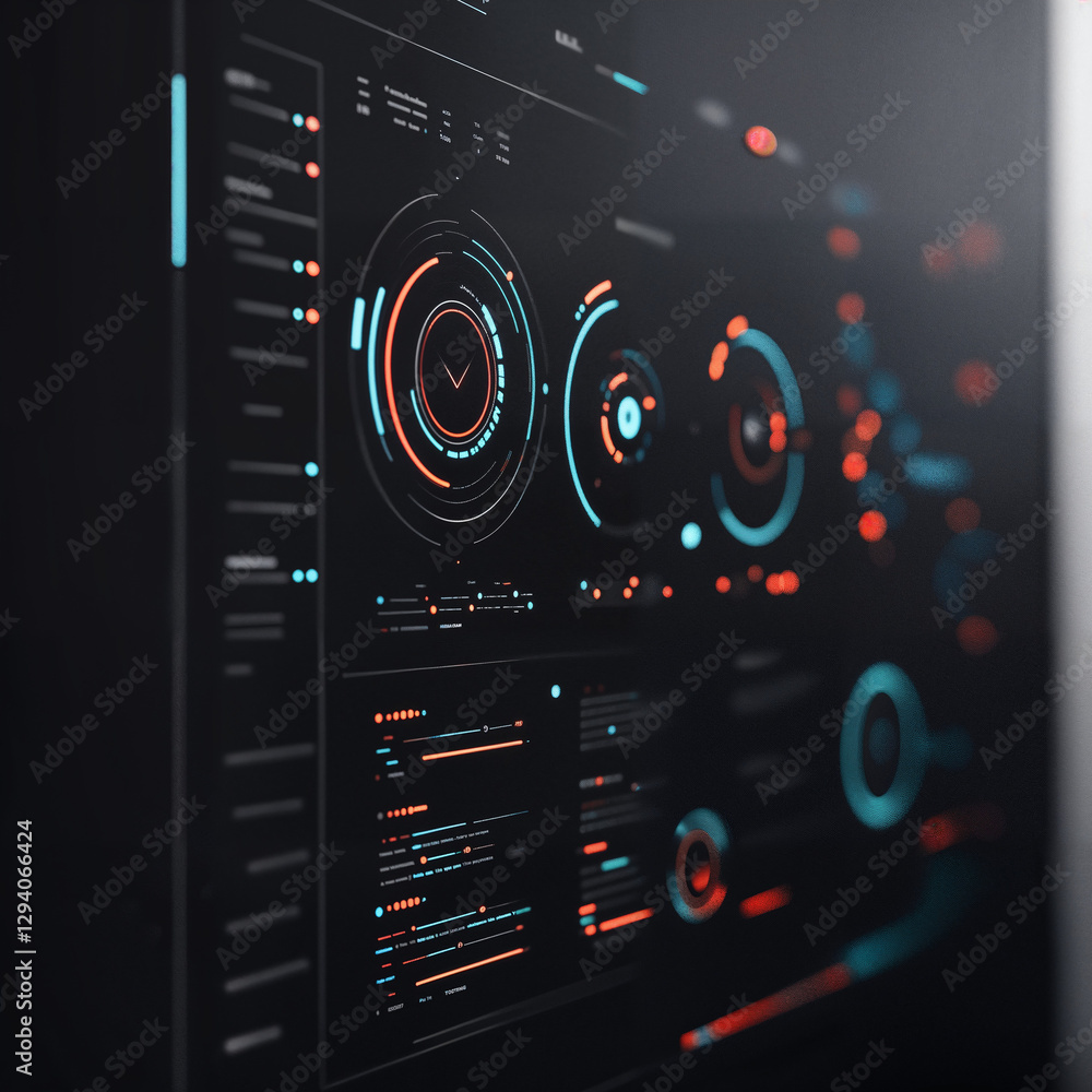 Fototapeta premium Futuristic AI-Powered Business Analytics Dashboard with Holographic Interface