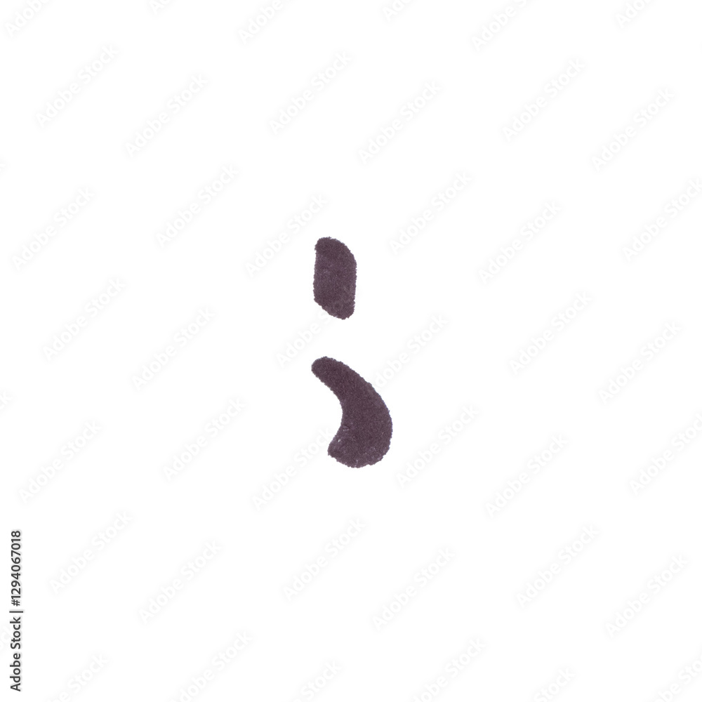 Semicolon Symbol, hand-drawn marker glyph with black color on transparent Background Semicolon Symbol, hand-drawn marker glyph with black color on transparent Background