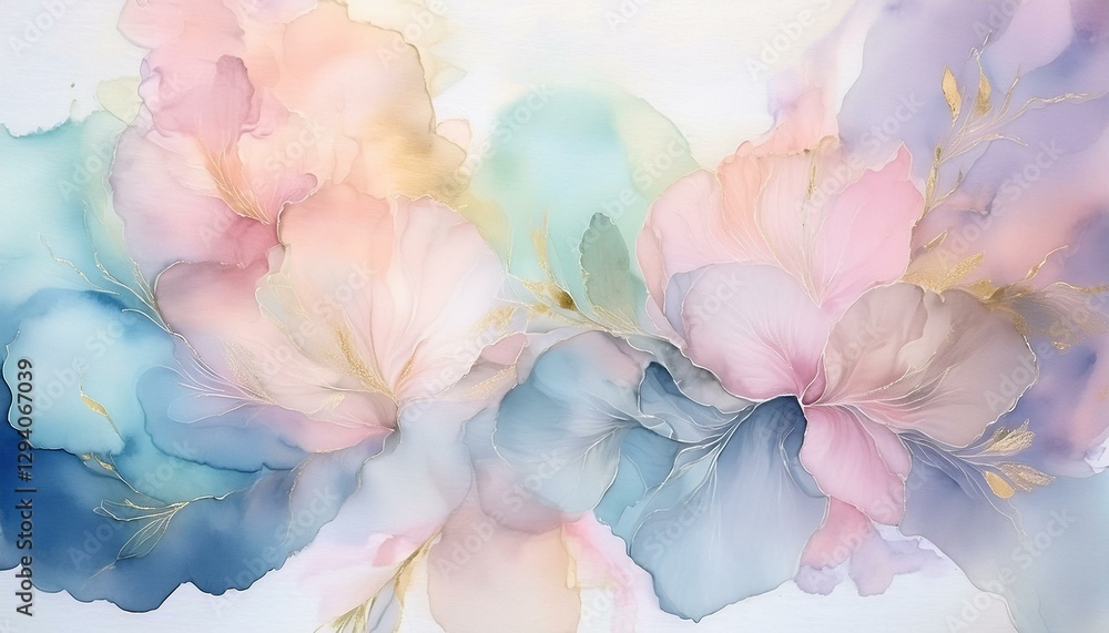 Obraz premium A delicate watercolor wash with soft pastel tones blending seamlessly, creating an organic and artistic background.