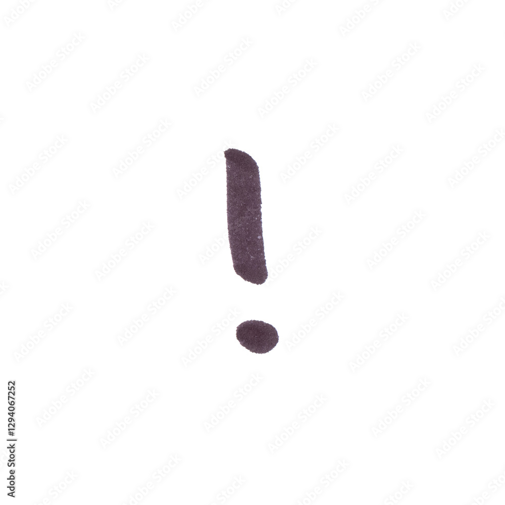 Exclamation mark Symbol, hand-drawn marker glyph with black color on transparent Background Exclamation mark Symbol, hand-drawn marker glyph with black color on transparent Background