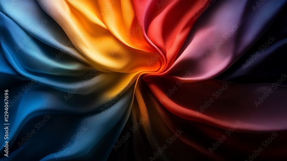 Obraz premium Vibrant Rainbow Silk Fabric Swirl: A Symphony of Colors