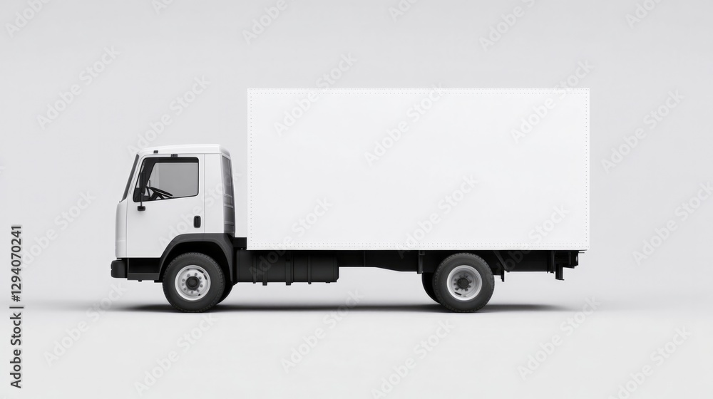 Compact delivery truck showcasing minimalist design with blank c Compact delivery truck showcasing minimalist design with blank c