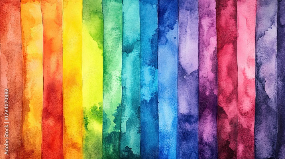 A watercolor painting showcasing a vibrant rainbow spectrum of colors. A watercolor painting showcasing a vibrant rainbow spectrum of colors.