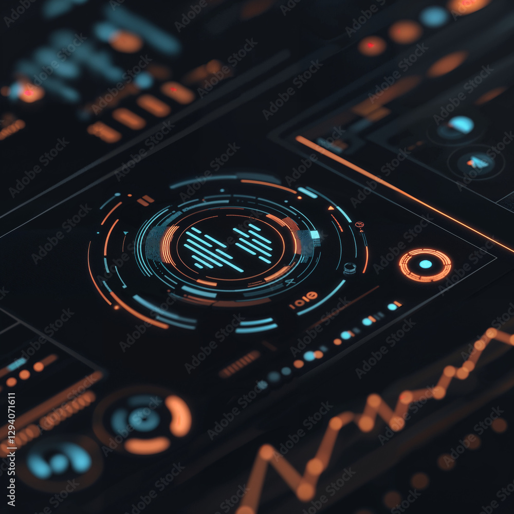 Futuristic AI-Powered Business Analytics Dashboard with Holographic Interface