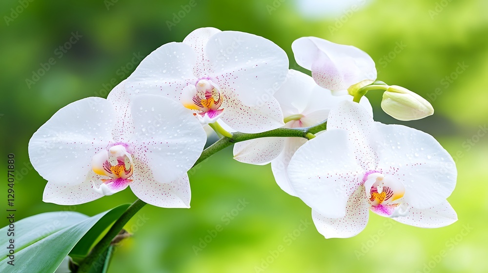 Stunning White Phalaenopsis Orchids with Dew Drops Close Up Botanical Photography Stunning White Phalaenopsis Orchids with Dew Drops Close Up Botanical Photography