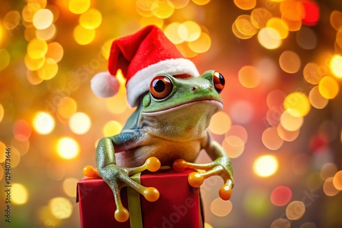 Cheerful Frog Santa Silhouette Christmas Gift