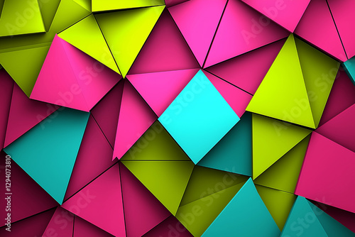 Abstract Geometric Triangular Mosaic in Vibrant Hues