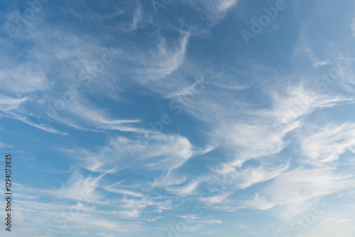 low angle view to a blue sky with cirrus clouds
