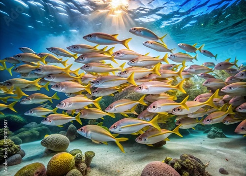 Long Exposure School of Sandfish, Sabang, Pulau Weh, Indonesia - Underwater Seascape photo