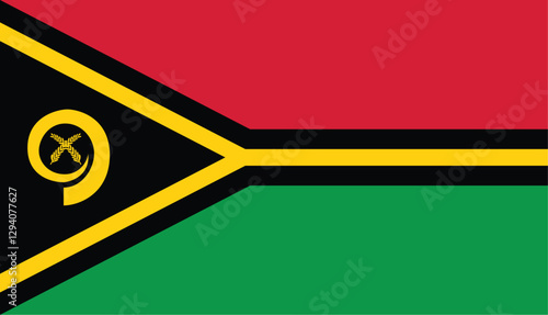 National Flag of the Republic of Vanuatu Vector Illustration of the Vanuatuan Flag Vanuatu Flag with Boar's Tusk and Namele Leaves Official National Symbol of Vanuatu