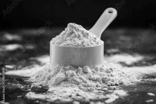Creatine Monohydrate Scoop: Bodybuilding Supplement with Chemical Formula