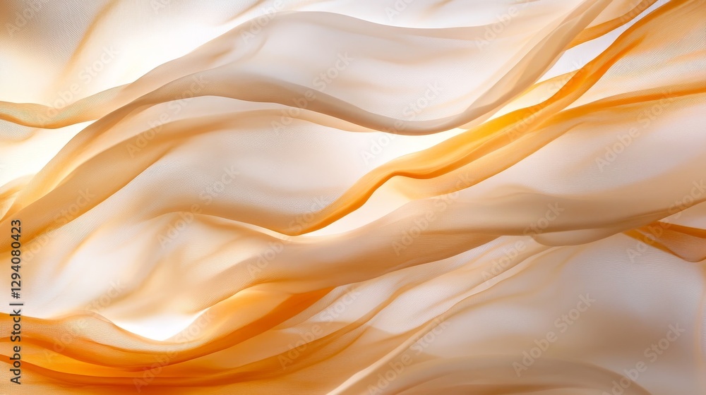 Fototapeta premium Flowing sheer fabric light orange and white