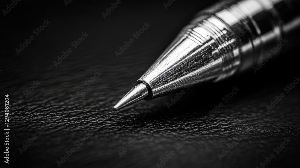 Elegant High-End Mechanical Pencil on Black Leather Desk Pad Elegant High-End Mechanical Pencil on Black Leather Desk Pad