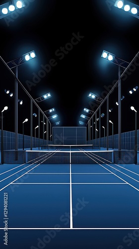 Illuminated night tennis court  ready for play