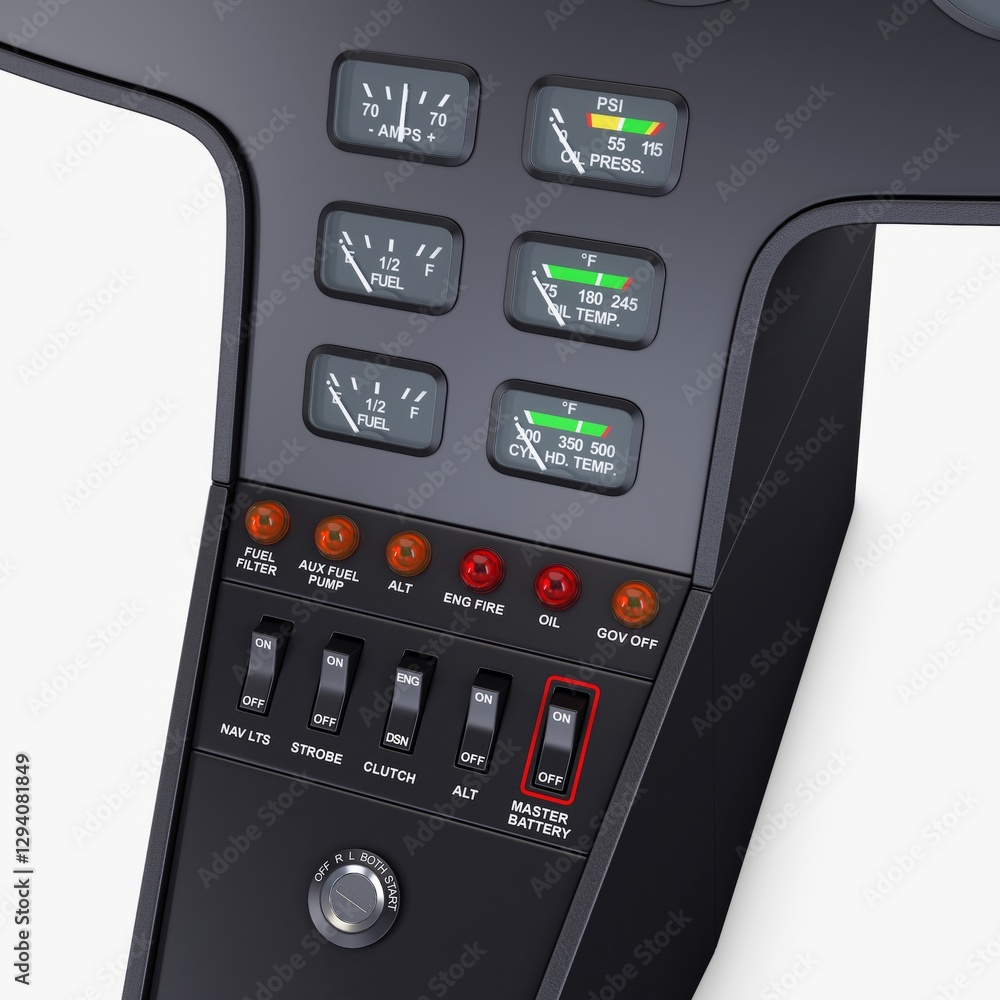 Illustration 3D Aircraft Instrument Panel Dashboard Illustration 3D Aircraft Instrument Panel Dashboard