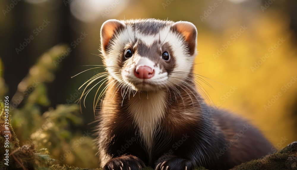 Playful Young Ferret Amidst a Blaze of Autumn Leaves, Frolicing Freely with Energy and Grace, Showcasing the Joy of Natures Palette in a Warm and Cozy Scene. Playful Young Ferret Amidst a Blaze of Autumn Leaves, Frolicing Freely with Energy and Grace, Showcasing the Joy of Natures Palette in a Warm and Cozy Scene.