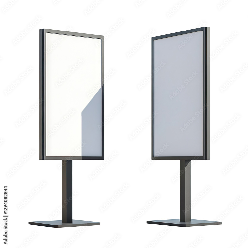 Set of minimalistic street billboards, isolated on transparent cutout background Set of minimalistic street billboards, isolated on transparent cutout background