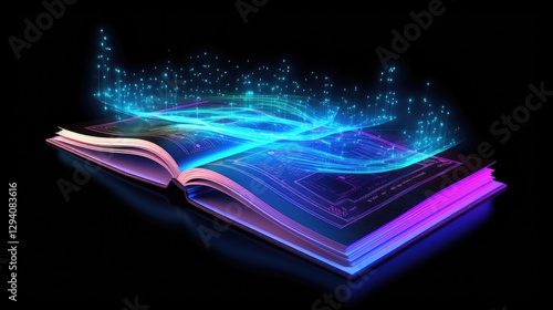 digital book glow in neon colors illustration