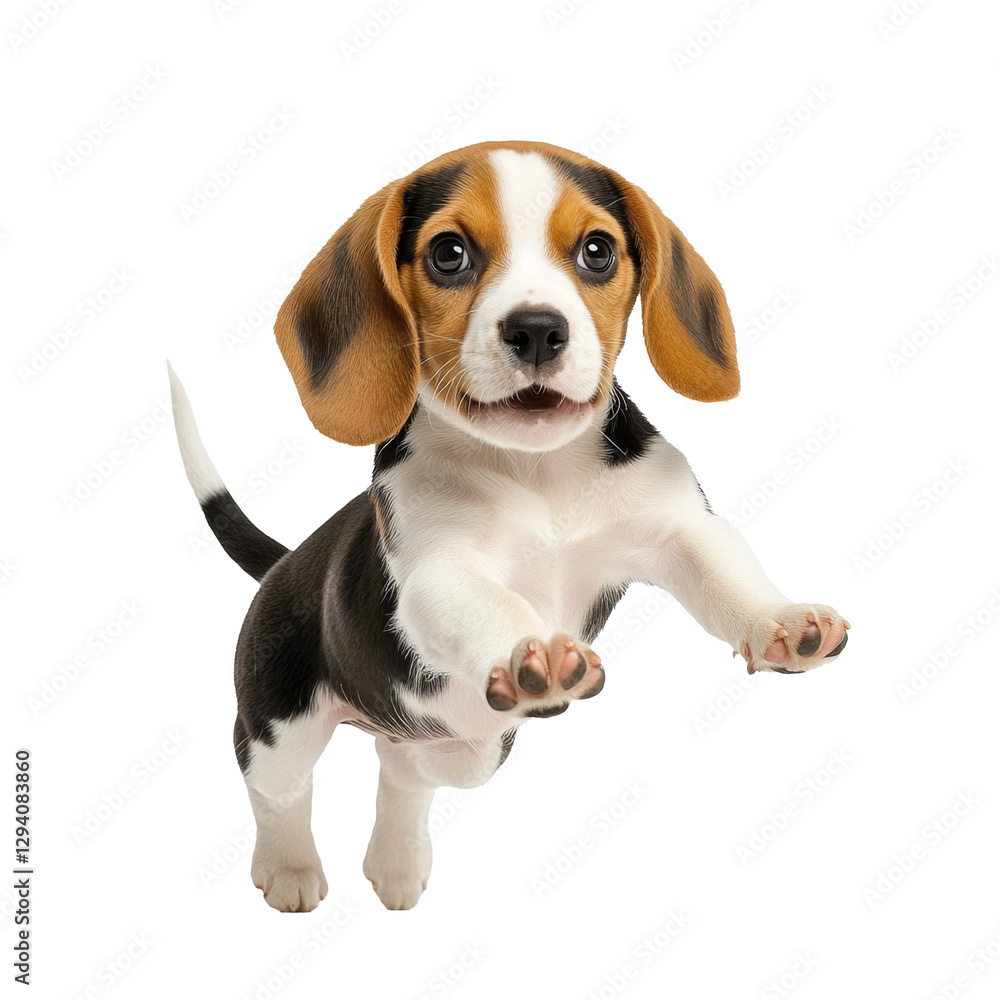 playful beagle puppy jumping with excitement, showcasing its adorable features and energy playful beagle puppy jumping with excitement, showcasing its adorable features and energy
