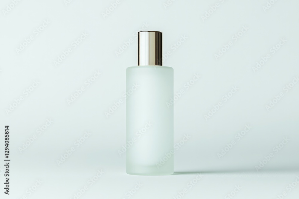 Minimalistic design showcases elegant frosted bottle with sleek Minimalistic design showcases elegant frosted bottle with sleek