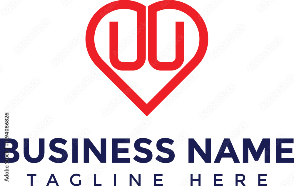 UU and heart vector logo icon UU and heart vector logo icon